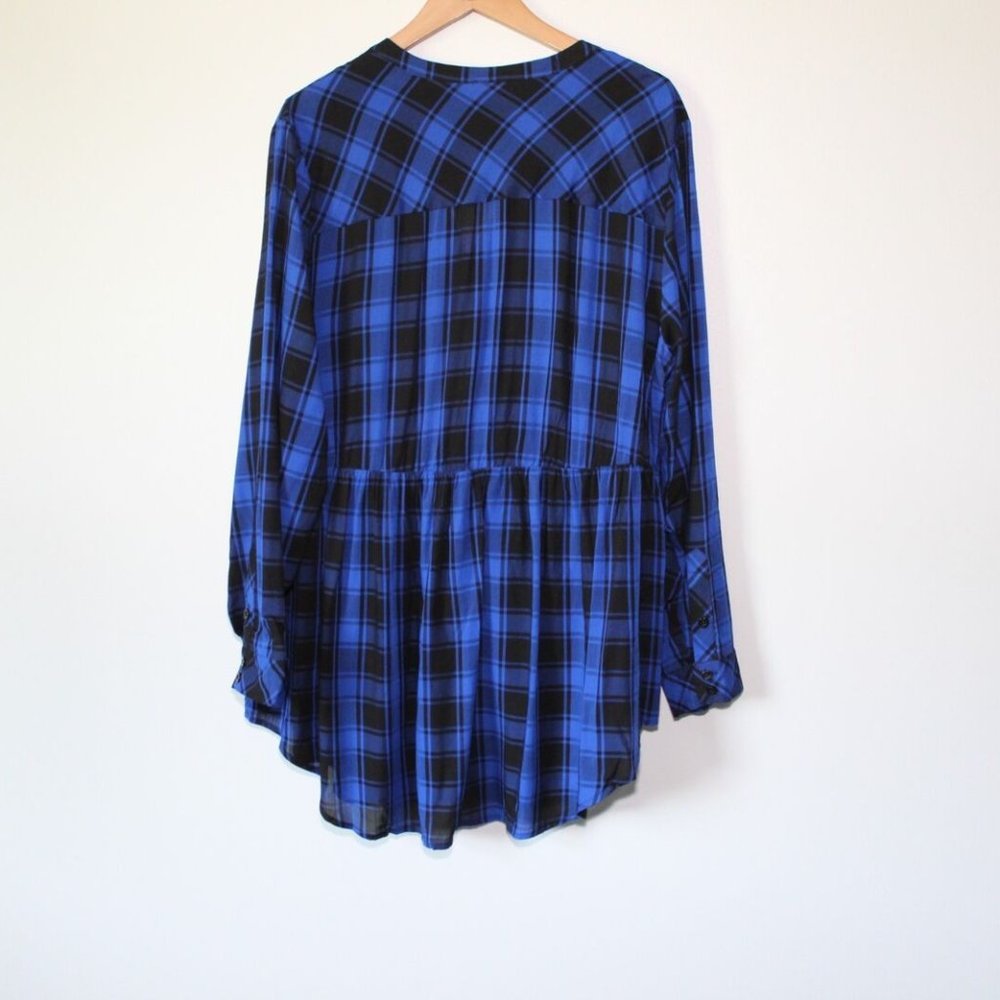 Torrid Buffalo Plaid Long Sleeve Button Babydoll Tunic Top Plus Size 4 4X H13413 - Picture 8 of 11